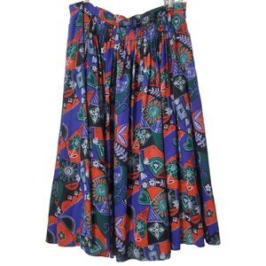Perry Landhaus Trachten German Full Skirt Size L (36) Pockets Floral Cotton VTG